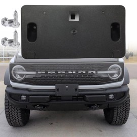 FASTCHE Front License Plate Frame for 2021 2022 2023 2024 2025 2026 Ford Bronco Front Bumper License Tag Plate Holder Mounting Bracket (for Plastic Bumper ONLY) Replace # M2DZ17A385AA FO1068192