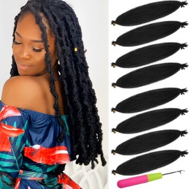 8 Packs Springy Afro Twist Hair 24 Inch Pre Fluffed Spring Twist Hair Pre-Separated Marley Twist Braiding Hair Synthetic Wrapping Hair For Soft Locs Faux Twisted Up Crochet Braid Hair Extension 1B