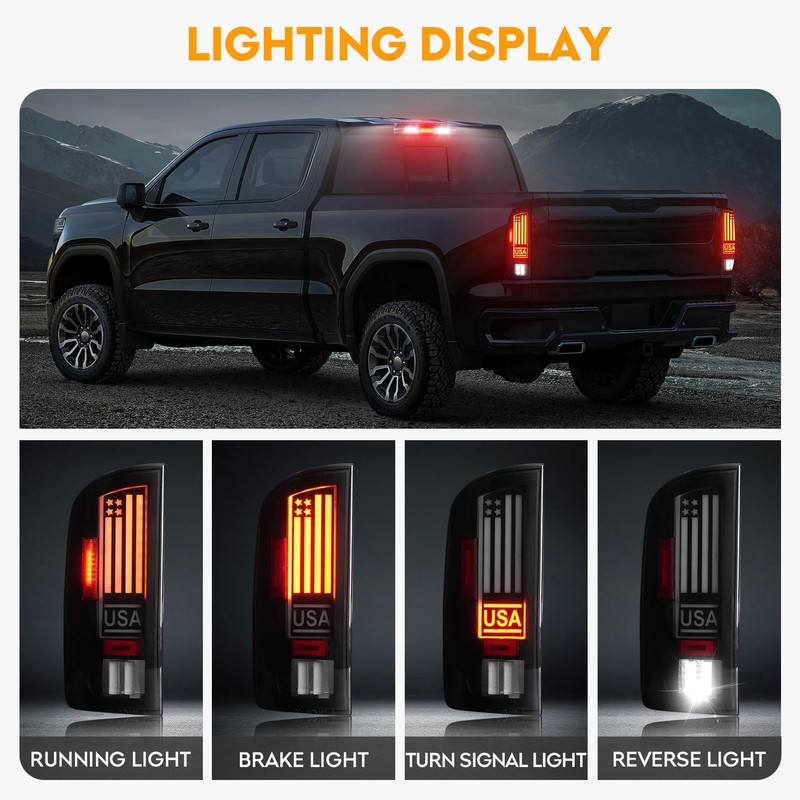 Bomusou LED Tail Lights + 3rd Brake Light Kit Fit
