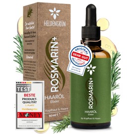 Heldengrün Organic Rosemary + Hair Oil [High Dosed] Dermatologically Tested - Natural Hair Booster with Jojoba & Rosemary - Rosemary Oil Hair - Essential Oil Blend