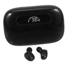 LABRIMP 1 Pair Wireless Stereo Earphones with Digital Display Ergonomic Sound Portable Charging Dock for Outdoor Activities Black