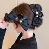 Large Retro Camellia Bow Pearl Automatic Hair Clip for Women's Updos and Half-Up Styles One Size/Black Camellia Clip 20ea