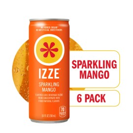IZZE Sparkling Juice Beverage Blend, Mango, No Sugar Added, 8.4 FL OZ, 6 Cans - Mango Flavored