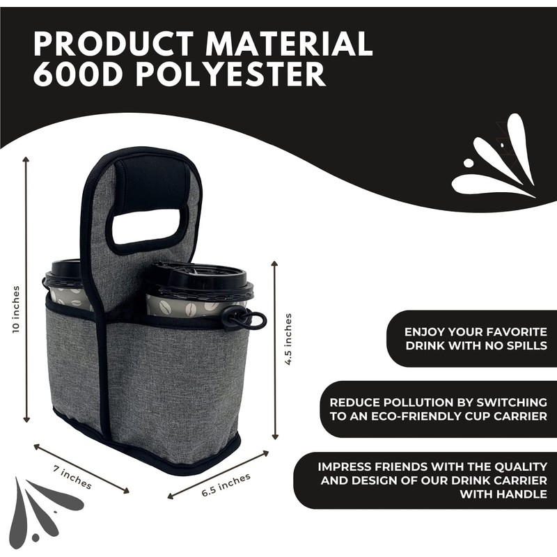 KOSTOO Portable Drink Carrier and Reusable Coffee Cup Holder for