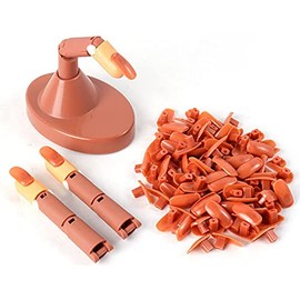 Práctica de Dedos Falsos, Entrenamiento de Arte de Uñas Articulaciones Flexibles Puntas de Uñas Postizas maniquí de Práctica con Base Marrón Dedo de Práctica para Uñas Acrílicas