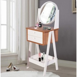 Ugos Furniture Makeup Station and Vanity Table Set with Mirror, Cosmetic Organizer Storage