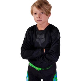 Fox Racing Youth 180 Motocross Dirt Bike Jersey, Black/Black, Medium