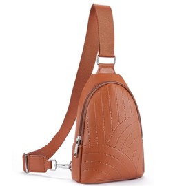 BOSTANTEN Small Sling Bag for Women Leather Crossbody Bags Fanny Pack Chest Bag for Travel - Color: 2-Brown