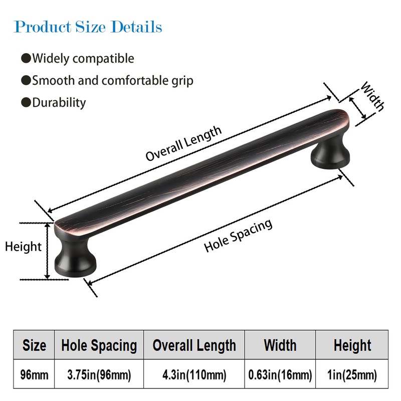 Druvlium Kitchen Cupboard Handles10 Pack 96mm Hole Spacing Drawer Handles,