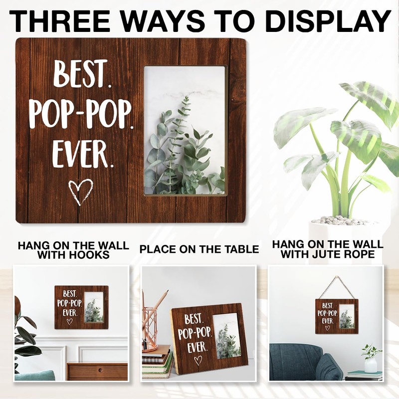 NGAEAK Grandpa Gifts From Grandkids - Rustic Wood Picture Frame,
