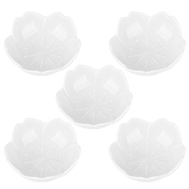 WHJY White Cherry Blossom Dish Set, Cute Pink Ceramic Plates, Sauce/Seasoning Dish, Sushi Dishes, Soy Dipping Bowl, Dessert, Appetizer Plates, Serving Dish for Kitchen Home – Set of 5