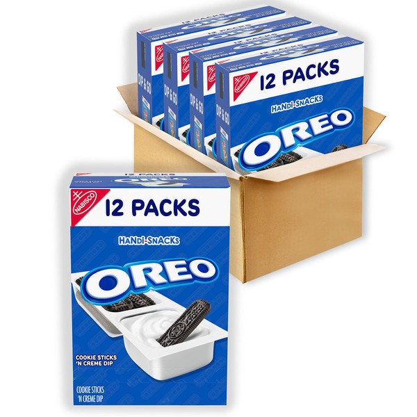 Handi-Snacks OREO Cookie Sticks 'N Crème Dip Snack Packs, 4 Boxes of 12 Snack Packs (48 Total Packs)