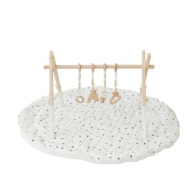 Poppyseed Play - Wooden Baby Play Gym, Montessori Activity Center w/Hanging Beech Wood Toys, Foldable Natural Pine Wood Frame, Portable Infant Play Gym, Motor Skill Development & Modern Nursery Decor