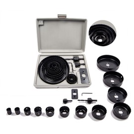 LONKER 16-Piece Hole Saw Set, 3/4" to 5"(19-127mm) Saw Blades with Hole Saw Mandrel for Wood,Plastic,PVC Board and Plywood