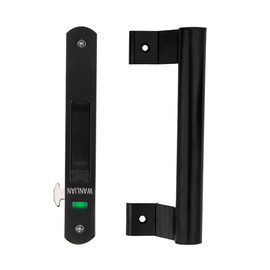 Door Lock Sliding Door Window Hook Lock Sliding Door Flush Locking Mobile Door Single-sided Lock (With Handle (Black))