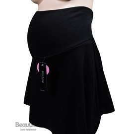 Maternity Brushed Fleece Belly Band Flare Skirt SN2111-0197 Charcoal/FREE