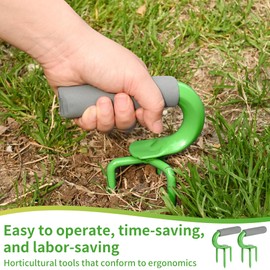 Qsxou Earth Tiller，Pot Tiller，Loosen The Claws，Hand Tiller Claw Cultivator,Loosen The Gripper manually,Garden Weeder Tool for Vegetable Gardening Planting (Green)