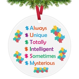 Autism Awareness Christmas Ornaments Special Education Teacher Gifts Autism Decor Thank You Gift for Autistic Mom Dad Autism Parent Inspirational Gifts Christmas Tree Decoration Encouragement Gift