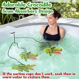 ZYIDBNG Crocodile Hot Tub Scum Absorber Reusable Washable Hot Tub Sponge Scum Absorber for Spa Hot Tub Oil Scum Absorber Hot Tub Accessories for Adults (3 Pack, Crocodile)