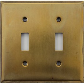 HGB Raw Unfinished Brass 2 Gang Toggle Switch Wall Plate - 2 Toggles