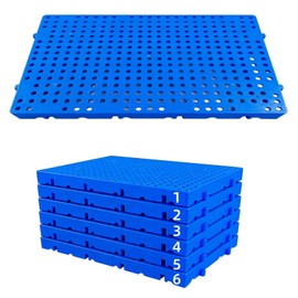 6 Pcs Plastic Pallet, Lightweight Nestable Pallet 23.6x11.8x1.18 Inch, Waterproof Breathable Ventilation Storage Pad, Free Splicing, 4500lb Load-Bearing for Garage, Kitchen, Supermarket, Basement