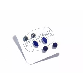 Leetie Lovendale Blue Ombre' Vintage Lucite Tiny Studs Set | 3 Pair of Tonal Earrings