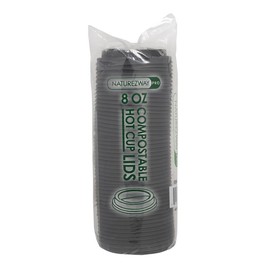 NatureZway Pro presents a 50-Pack of Black PLA Compostable Lids for Compostable Bamboo & Ripple Hot Cups (8 oz): An Eco-Friendly Solution for Sustainable Beverage Service