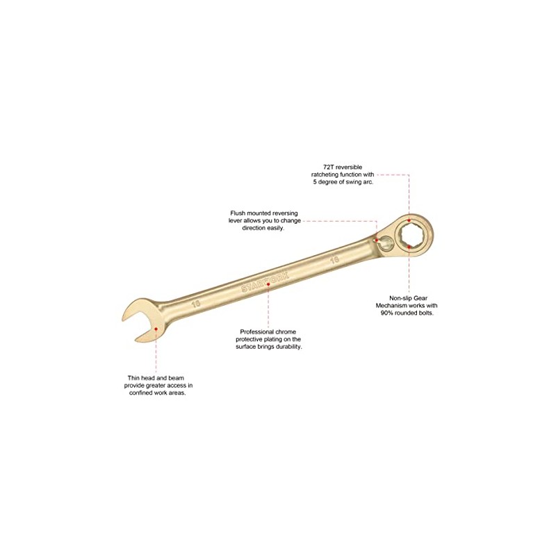 STARWORK 6-Point Metric 15° Offset GPlating™ Reversible, Non-Slip, Long Pattern,