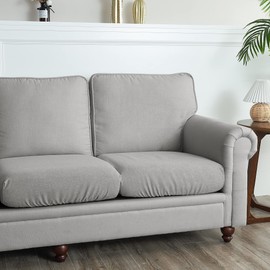 StangH Linen Sofa Cushion Covers - Anti-Skid Couch Cushion Covers Wrinkle Free Washable Seat Protector Slipcovers for Living Room RV Dinette Chair Settee Seat, Grey 1 Piece