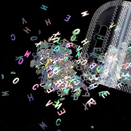 BOBEINI Alphabet Holographic Laser Letters Chunky Glitter Epoxy Resin Festival Chunky Letters Mixed Sequins 2g Per 12 Colours