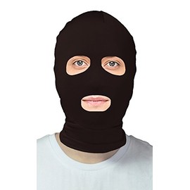 VSVO Adults Black Open Eyes and Mouth Zentai Hood Mask (Adults, Black)