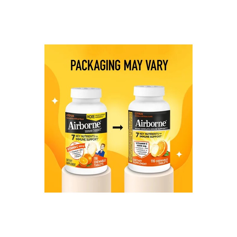 Airborne Vitamina C 1000mg Zinc Y D Tabletas Masticables 116