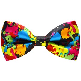 Carahere Mens Handmade Stylish Patterned Pre-Tied Bow Ties M126 Blue Orange Red