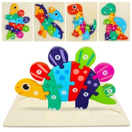 Ryvera Wooden Puzzles for Toddlers, 4 Pieces Montessori Toy, Wooden Toy from 1 2 3 Years, Wooden Toy Puzzle from 2 3 4 Years, Gift for 1 2 3 Year Old Children Boys Girls (Style 2)