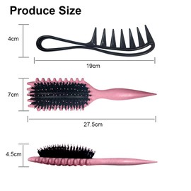 Curl Hair Brush, Hair Brush, Strands Comb, Wide Tooth Comb, Curl Comb, Coarse Teeth Comb, Shark Tooth Comb Women Men Salon Curl Comb Natural Curls Comb (Pink)