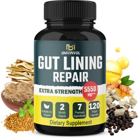 Gut Repair Supplement - 120 Capsules - L-Glutamine, Slippery Elm Bark, Marshmallow, Licorice, Turmeric, Fenugreek