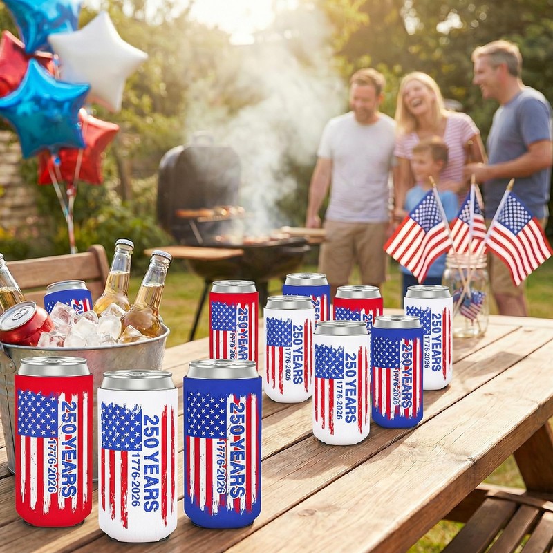 12 Pcs 4th of July 250th Anniversary USA Flag Can