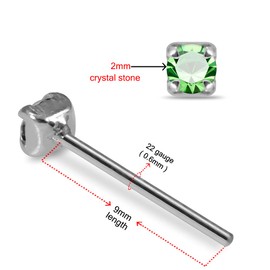 Light Blue Claw Set Round Crystal Stone Top 22 Gauge Silver Straight Nose Stud Nose Piercing