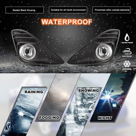 Nixon Offroad Fog Light Set for 2012 2013 2014 Toyota Camry w/Bulbs H11 12V 55W Wiring Harness Kit + Universal Switch, OEM Fog Light Lamps Assembly Replacement Clear Lens