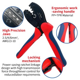 SUGOOE 13 PCS Solar Crimper Tool Kit - 10 Pairs Solar Connectors, 1PC Solar Crimper, 2 PCS Spanner Wrench for 2.5/4/6mm²/10-13AWG Solar Connectors