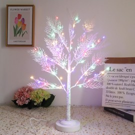 JOINTWIN Fairy Light Tree 60 Led Twinkle Tree Fairy Light 22 Inches Birch Tree Lamp Battery and USB Operated 6 Hours Timer Function with 8 Lighting Modes for Home Decoration (Multicolored)