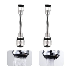PUCIO Rompigetto Rubinetto Cucina, 2×lungo Prolunga, 360° Rubinetto Rotante Extender, Adattatore per Cucina, Bagno, Argento(15.5cm×3.4cm)