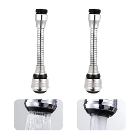 PUCIO Rompigetto Rubinetto Cucina, 2×lungo Prolunga, 360° Rubinetto Rotante Extender, Adattatore per Cucina, Bagno, Argento(15.5cm×3.4cm)