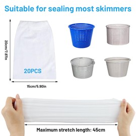 Taozoey Skimmer Socks, Pack of 20 Pool Skimmer Socks, Swimming Pool Skimmer Filter Net Reusable, for Removes Leaves, Scum, Pollen, Insects, Small Particles