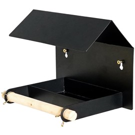 MEZOKUCELMetal Iron Bird Feeder Bowl for Garden Decor - Weather-Resistant Outdoor Bird Feeder Supplies That Attracts Variety of Birds and Fits Wooden Fences or Trees (Black)