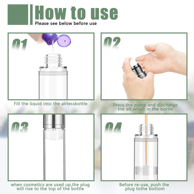 Betinyar 6Pcs 1.7oz/50ml Refillable Airless Pump Bottle, Makeup Pump Dispenser