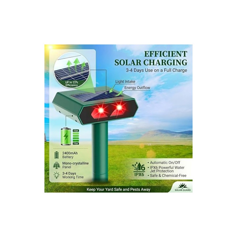 2025 Solar Nocturnal Animal Repeller Deer Repellent Outdoor with Red