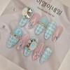 Haunt Check Nail Handmade Nail Tip - Almond / 하운트