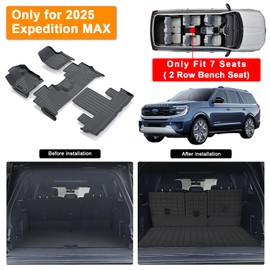 AltraVos Floor Mats for 2025 Ford Expedition MAX 7 Seats, 2nd Row Bench Seat Floor Liner & Cargo Mat with Baskrest Mat Full Set of Car Mats for Expedition Max (7 Seats)