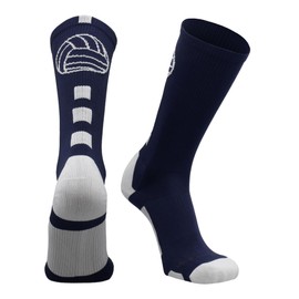 MadSportsStuff Volleyball Logo Crew Socks (Navy/White, Medium)